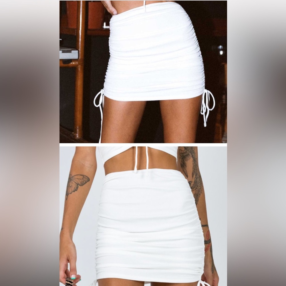 Princess Polly Nothing More skirt in white. NEW WITH TAGS size 6 scrunchy sides
